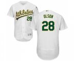 Oakland Athletics #28 Matt Olson White Home Flex Base Authentic Collection Baseball Jersey
