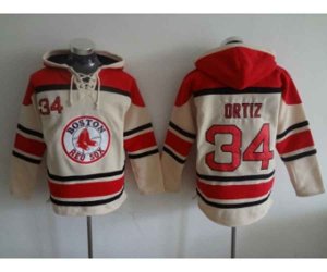 Boston Red Sox #34 David Ortiz Cream Hooded Sweatshirt Jersey