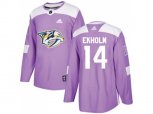 Nashville Predators #14 Mattias Ekholm Purple Authentic Fights Cancer Stitched NHL Jersey