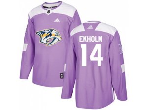 Nashville Predators #14 Mattias Ekholm Purple Authentic Fights Cancer Stitched NHL Jersey