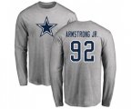 Dallas Cowboys #92 Dorance Armstrong Jr. Ash Name & Number Logo Long Sleeve T-Shirt