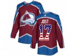 Colorado Avalanche #17 Tyson Jost Burgundy Home Authentic USA Flag Stitched NHL Jersey