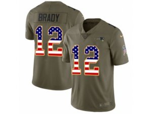 New England Patriots #12 Tom Brady Limited Olive USA Flag 2017 Salute to Service NFL Jersey