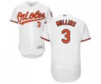 Baltimore Orioles #3 Cedric Mullins White Home Flex Base Authentic Collection Baseball Jersey