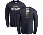 Los Angeles Chargers #78 Trent Scott Navy Blue Backer Long Sleeve T-Shirt