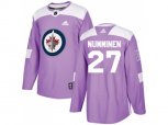 Winnipeg Jets #27 Teppo Numminen Purple Authentic Fights Cancer Stitched NHL Jersey
