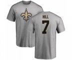 New Orleans Saints #7 Taysom Hill Ash Name & Number Logo T-Shirt