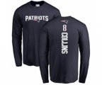 New England Patriots #8 Jamie Collins Navy Blue Backer Long Sleeve T-Shirt