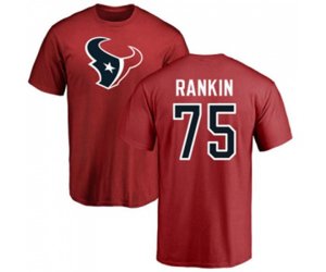 Houston Texans #75 Martinas Rankin Red Name & Number Logo T-Shirt