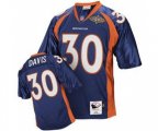 Denver Broncos #30 Terrell Davis Navy Blue Super Bowl Patch Authentic Throwback Football Jersey