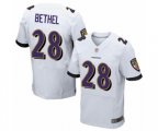 Baltimore Ravens #28 Justin Bethel Elite White Football Jersey