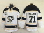 Pittsburgh Penguins #71 Evgeni Malkin White Sawyer Hooded Sweatshirt Stitched NHL Jersey