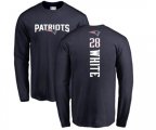 New England Patriots #28 James White Navy Blue Backer Long Sleeve T-Shirt