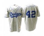 Los Angeles Dodgers #42 Jackie Robinson Authentic Grey Throwback Baseball Jersey
