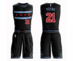 Chicago Bulls #21 Thaddeus Young Authentic Black Basketball Suit Jersey - City Edition