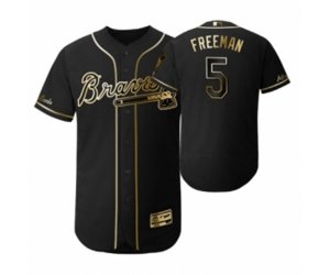 2019 Golden Edition Atlanta Braves Black #5 Freddie Freeman Flex Base Jersey