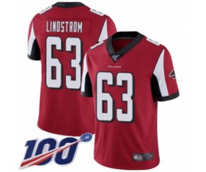 Atlanta Falcons #63 Chris Lindstrom Red Team Color Vapor Untouchable Limited Player 100th Season Football Jersey