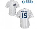 New York Yankees #15 Thurman Munson Authentic White Home MLB Jersey