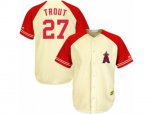 Los Angeles Angels of Anaheim #27 Mike Trout Replica Cream Red Exclusive MLB Jersey