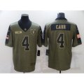 Oakland Raiders #4 Derek Carr Nike Olive 2021 Salute To Service Limited Player Jersey