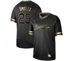 Atlanta Braves #29 John Smoltz Authentic Black Gold Fashion Baseball Jersey