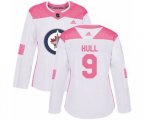 Women Winnipeg Jets #9 Bobby Hull Authentic White Pink Fashion NHL Jersey