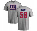 New York Giants #58 Carl Banks Ash Name & Number Logo T-Shirt