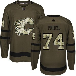 Calgary Flames #74 Daniel Pribyl Premier Green Salute to Service NHL Jersey