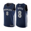 Detroit Pistons #8 Markieff Morris Authentic Navy Blue Basketball Jersey - City Edition