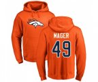 Denver Broncos #49 Craig Mager Orange Name & Number Logo Pullover Hoodie