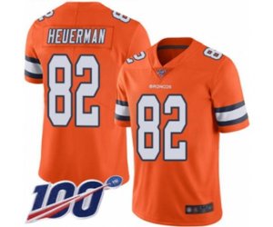 Denver Broncos #82 Jeff Heuerman Limited Orange Rush Vapor Untouchable 100th Season Football Jersey