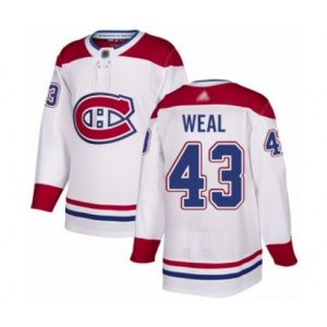 Montreal Canadiens #43 Jordan Weal Authentic White Away Hockey Jersey