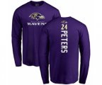 Baltimore Ravens #24 Marcus Peters Purple Backer Long Sleeve T-Shirt