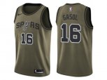 San Antonio Spurs #16 Pau Gasol Green Salute to Service NBA Swingman Jersey