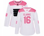 Women Adidas Philadelphia Flyers #16 Bobby Clarke Authentic White Pink Fashion NHL Jersey