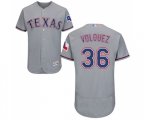 Texas Rangers #36 Edinson Volquez Grey Road Flex Base Authentic Collection Baseball Jersey