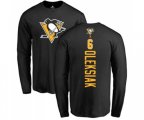 NHL Adidas Pittsburgh Penguins #6 Jamie Oleksiak Black Backer Long Sleeve T-Shirt