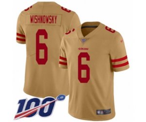 San Francisco 49ers #6 Mitch Wishnowsky Limited Gold Inverted Legend 100th Season Football Jersey