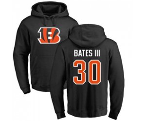 Cincinnati Bengals #30 Jessie Bates III Black Name & Number LogoPullover Hoodie