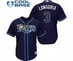 Tampa Bay Rays #3 Evan Longoria Replica Navy Blue Alternate Cool Base Baseball Jersey
