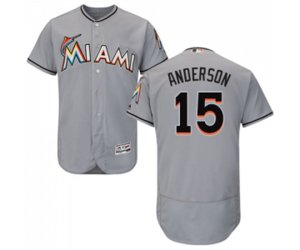 Miami Marlins #15 Brian Anderson Grey Road Flex Base Authentic Collection Baseball Jersey
