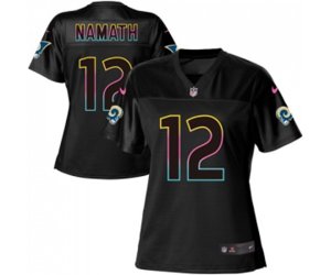 Women Los Angeles Rams #12 Joe Namath Game Black Fashion Football Jersey