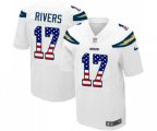 Los Angeles Chargers #17 Philip Rivers Elite White Road USA Flag Fashion Football Jersey