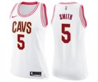 Women's Cleveland Cavaliers #5 J.R. Smith Swingman White Pink Fashion Basketball Jersey