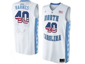 2016 US Flag Fashion 2016 Men\'s North Carolina Tar Heels Harrison Barnes #40 College Basketball Jersey - White