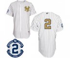 New York Yankees #2 Derek Jeter Authentic White Fashion Gold w Commemorative Retirement Patch Baseball Jersey
