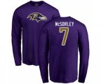 Baltimore Ravens #7 Trace McSorley Purple Name & Number Logo Long Sleeve T-Shirt