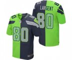 Seattle Seahawks #80 Steve Largent Elite Navy Green Split Fashion Football Jersey