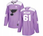 Adidas St. Louis Blues #61 Wade Megan Authentic Purple Fights Cancer Practice NHL Jersey