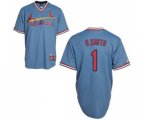 St. Louis Cardinals #1 Ozzie Smith Authentic Blue Cooperstown Throwback Baseball Jersey
